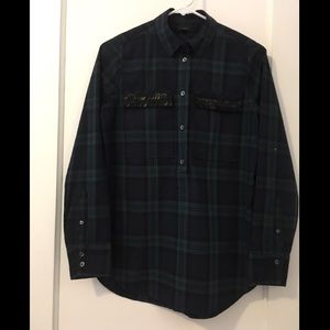 J Crew Plaid Shirt with Sequins